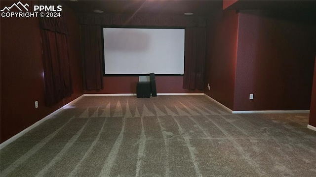 view of carpeted home theater room