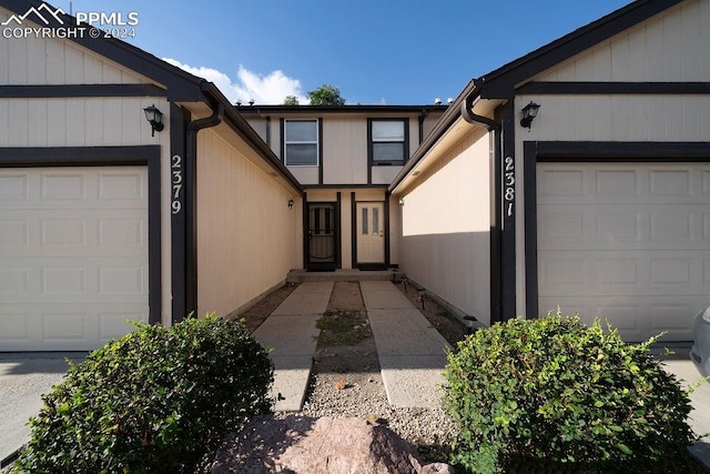 entrance to property with a garage