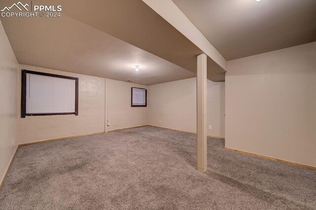 basement with carpet floors