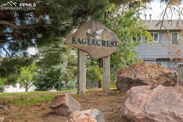 view of community sign