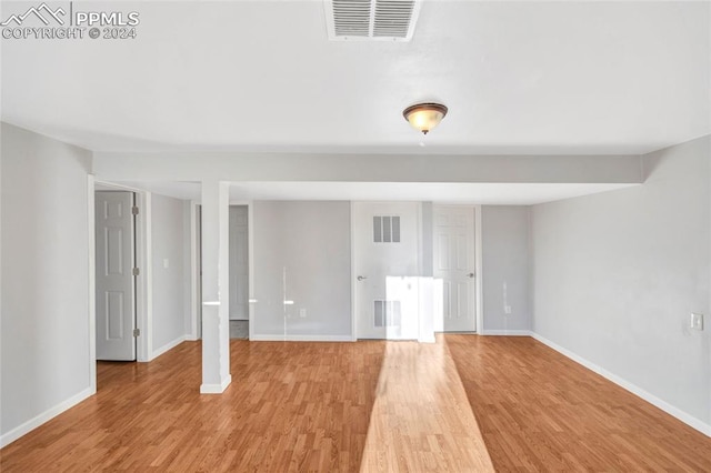 interior space with light hardwood / wood-style flooring