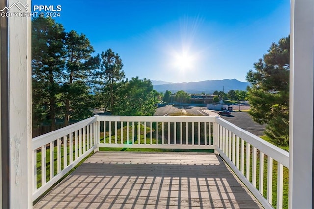 deck featuring a mountain view