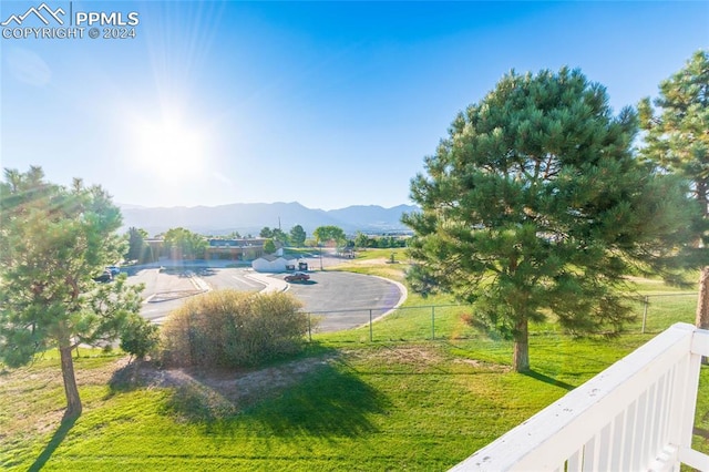 exterior space featuring a mountain view