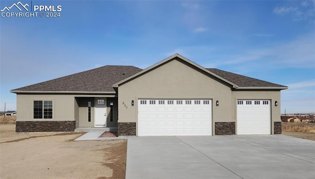 view of front of house with a garage