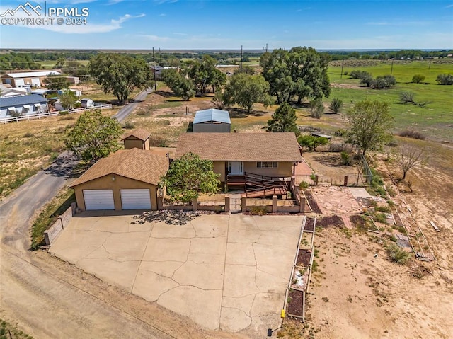 drone / aerial view with a rural view