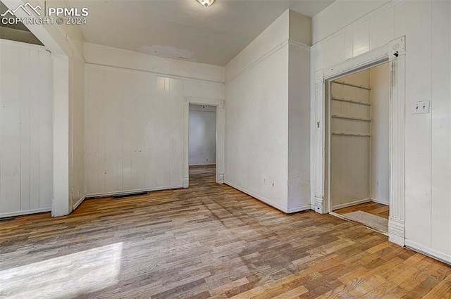 spare room featuring light wood-type flooring