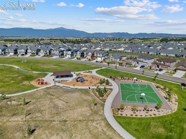 aerial view with a mountain view