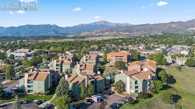 aerial view with a mountain view