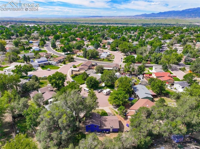 aerial view with a mountain view