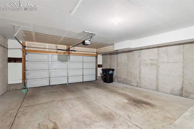 garage with a garage door opener