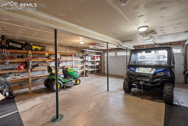 garage with a garage door opener