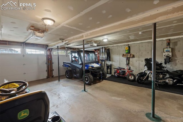 garage with a garage door opener