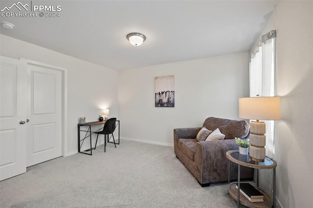 sitting room with light carpet