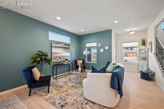 living room featuring light hardwood / wood-style flooring