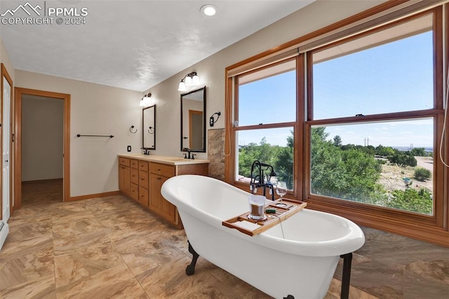 bathroom featuring vanity and a bathtub