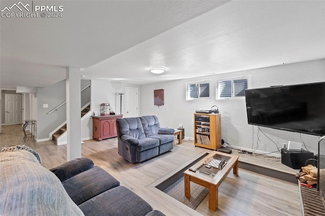 living room with wood-type flooring