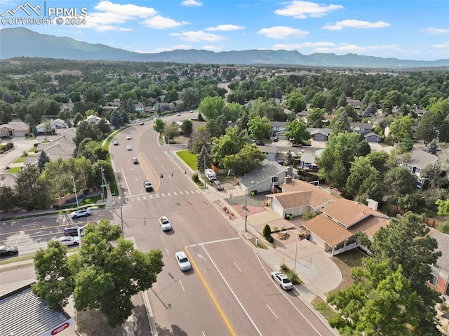 drone / aerial view with a mountain view