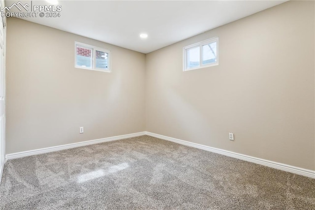 basement featuring carpet flooring