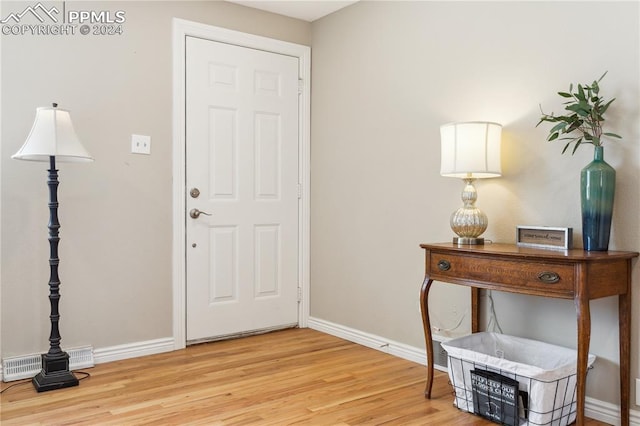 foyer entrance featuring light wood-type flooring