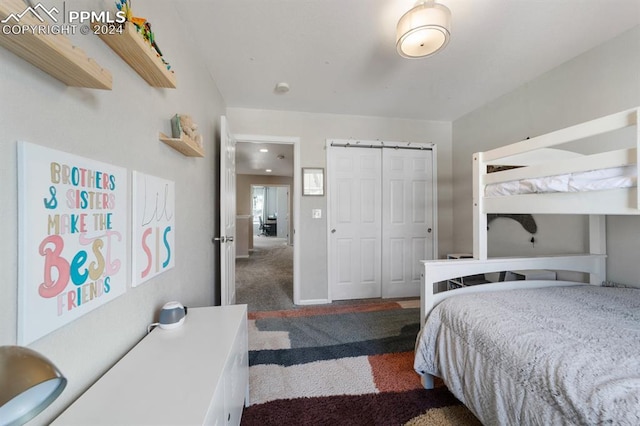 7375 Sandy Springs Pt, Fountain, CO 80817 - bedroom featuring a sink, a closet, baseboards, and carpet