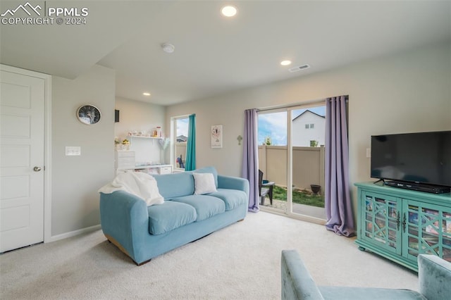 living room featuring carpet flooring