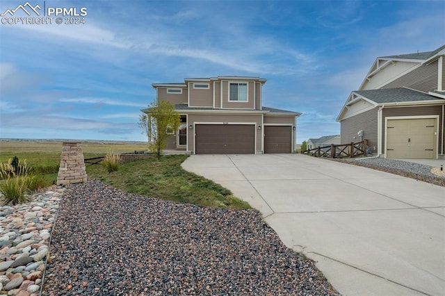 view of front of house with a garage