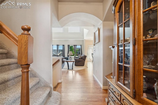 entrance foyer with light hardwood / wood-style flooring