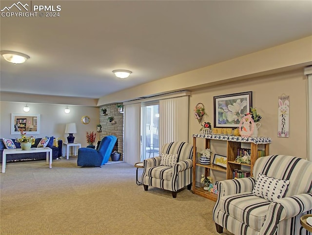 living room featuring carpet