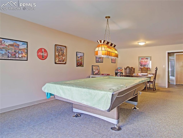 game room featuring pool table and carpet floors