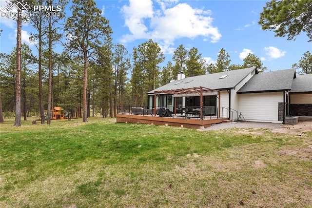 exterior space featuring a gazebo and a deck