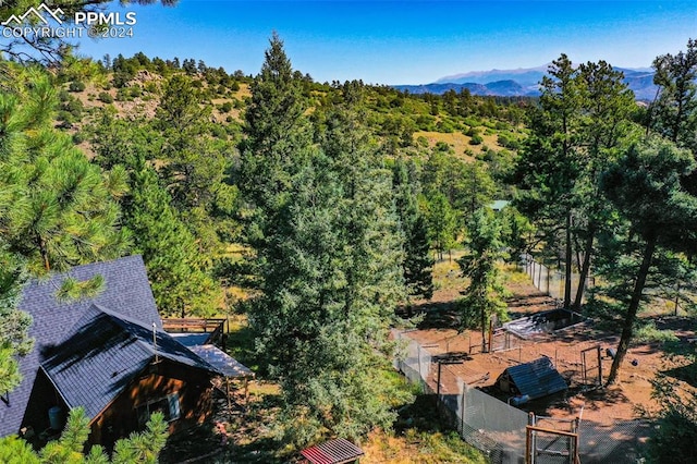 bird's eye view with a mountain view