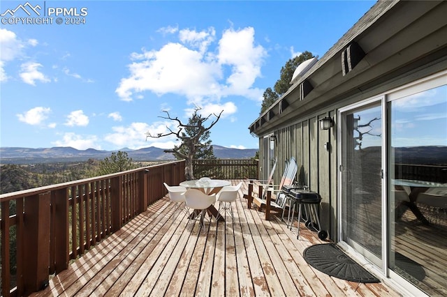 deck featuring a mountain view