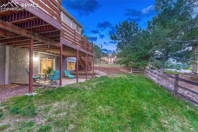 view of yard with a patio area