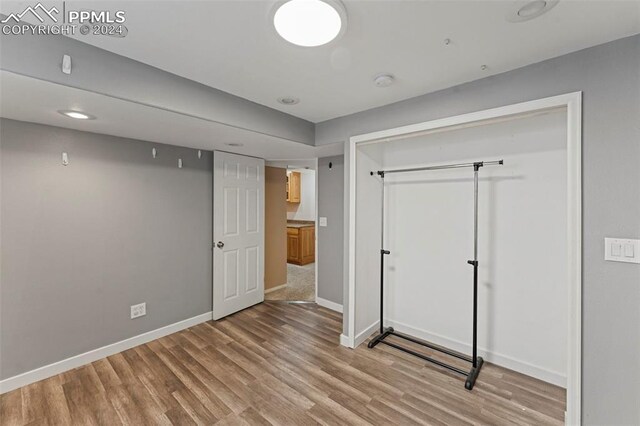 unfurnished bedroom with light hardwood / wood-style flooring