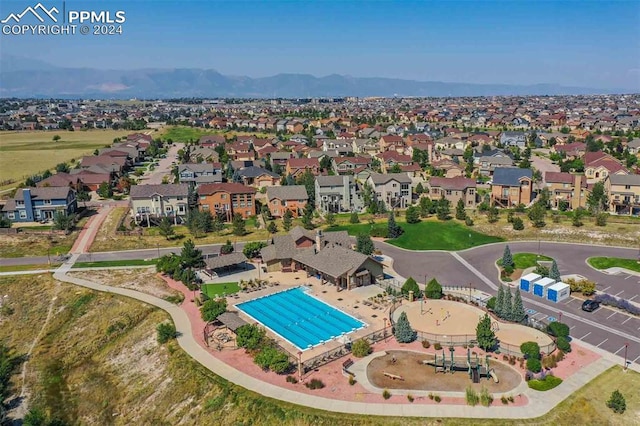 drone / aerial view with a mountain view