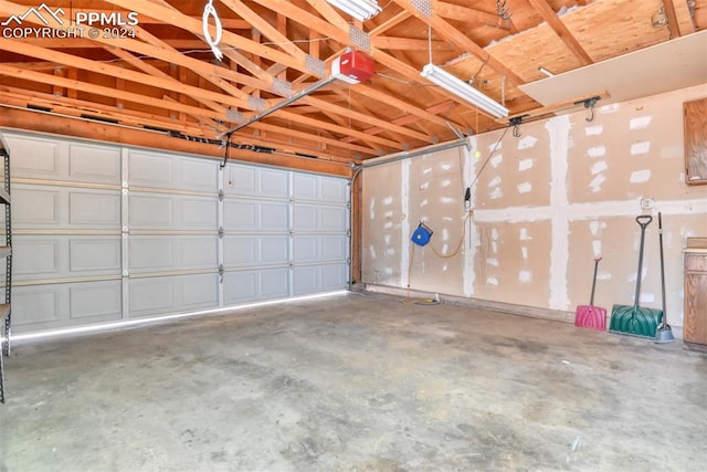 garage with a garage door opener