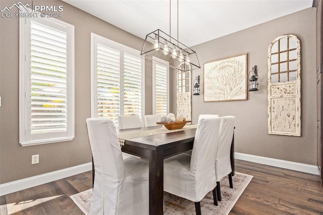 dining area featuring dark hardwood / wood-style floors