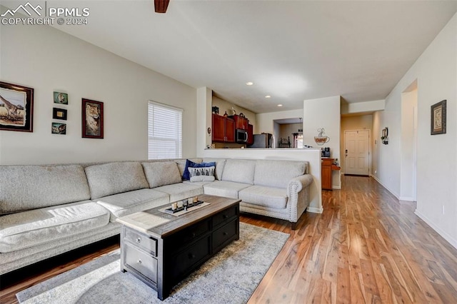 living room with light wood-type flooring