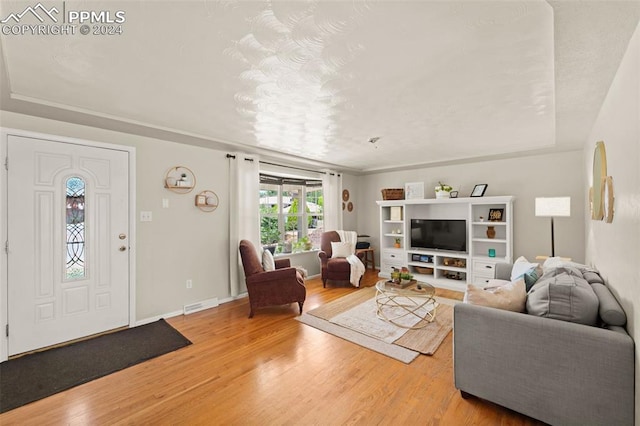 living room featuring wood-type flooring