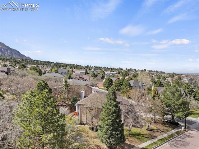 birds eye view of property with a mountain view