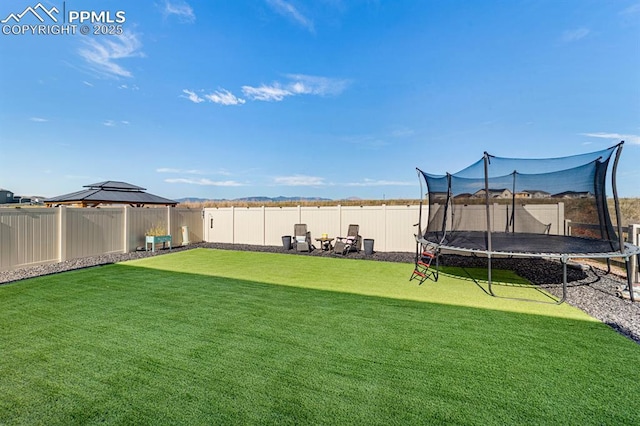 view of yard with a trampoline