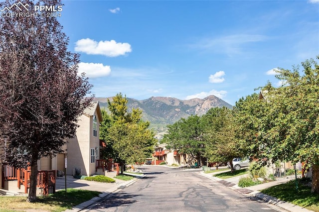 view of street with a mountain view