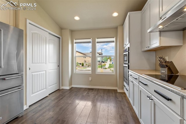 kitchen featuring white cabinets, dark hardwood / wood-style floors, and stainless steel appliances