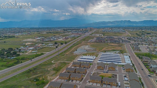 aerial view with a mountain view