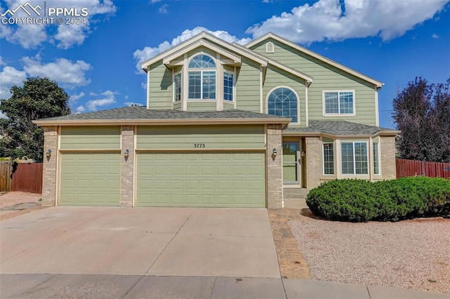 view of front property with a garage