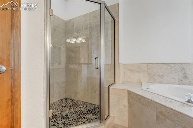 bathroom with independent shower and bath