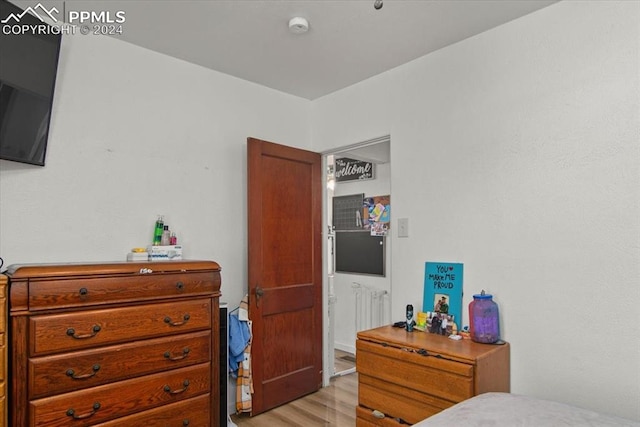 bedroom featuring light wood-type flooring