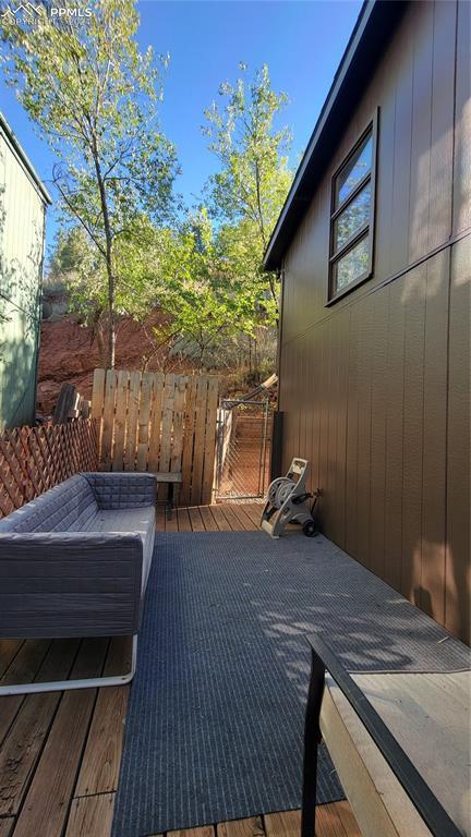 231 Plainview Pl, Manitou Springs, CO 80829 - wooden terrace featuring outdoor lounge area