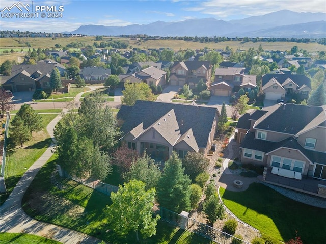 bird's eye view featuring a mountain view