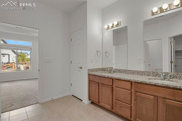 full bathroom with shower / washtub combination, vanity, and toilet